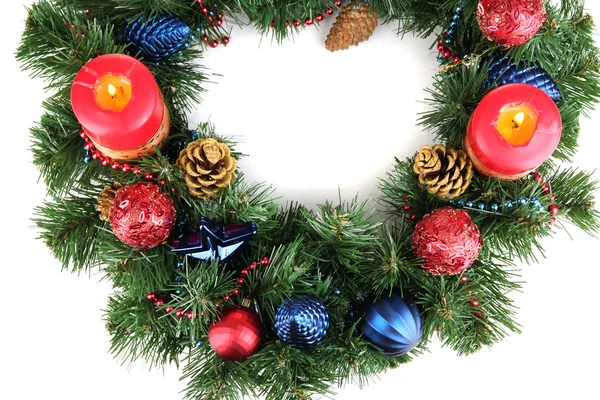 Beautiful Christmas wreath isolated on white — Stock Photo, Image