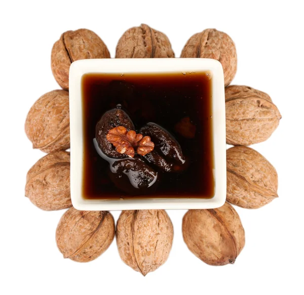 Jam walnuts in a bowl — Stock Photo, Image