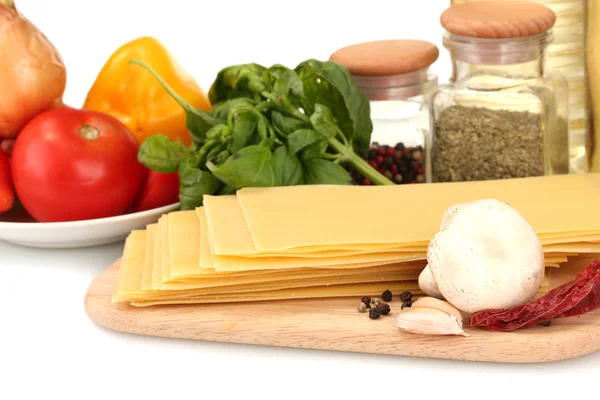 Vegetarian lasagna ingredients isolated on white — Stock Fotó
