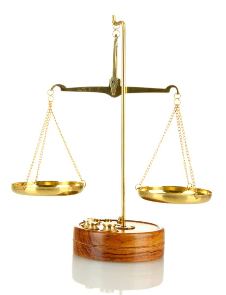 Gold scales of justice isolated on white — Stock Photo, Image