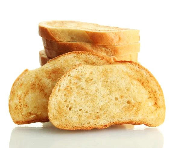 Torrada de pão branco, isolada sobre branco — Fotografia de Stock