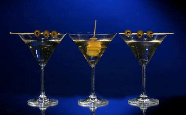 Martini glasses on dark background — Stockfoto