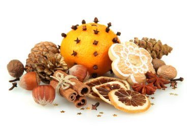 beyaz izole Noel baharat kompozisyonu