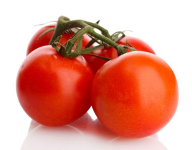 damla üzerinde beyaz izole dal kiraz domates