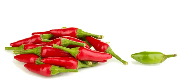 Little hot peppers isolated on white — Stock Photo, Image