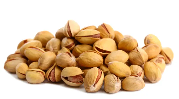 Smakelijke pistache noten, geïsoleerd op wit — Stockfoto