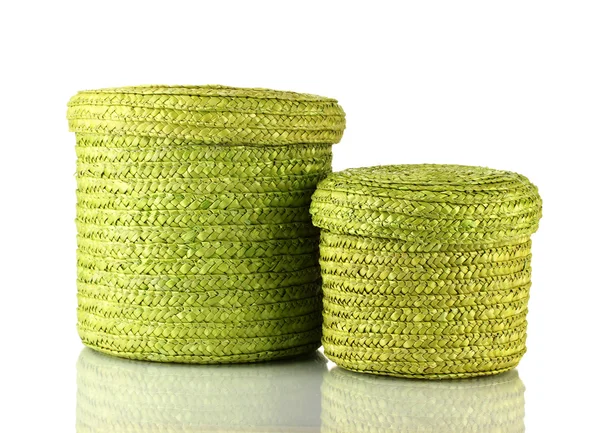 白で隔離される枝編み細工品カラー ボックス — ストック写真