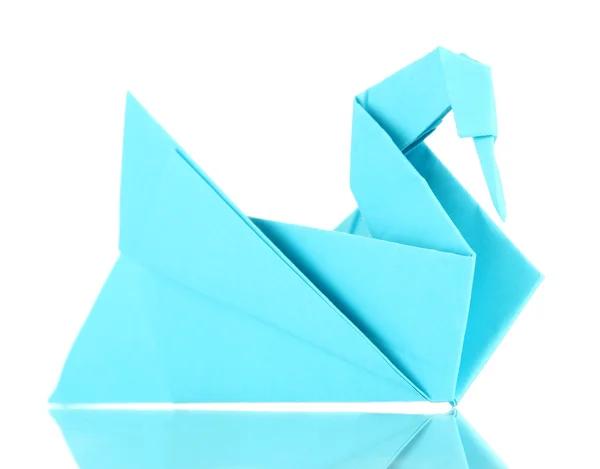 Cisne de Origami isolado em branco — Fotografia de Stock