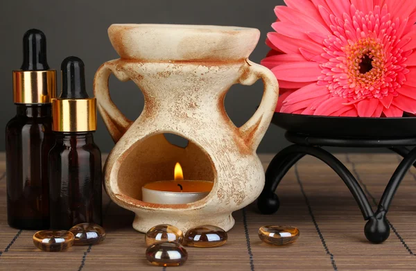 Aromatherapy lamp on grey background — Stock Photo, Image