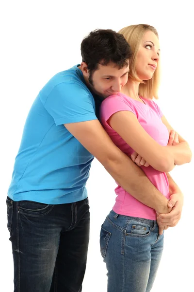 Loving couple isolated on white — Stock Photo, Image