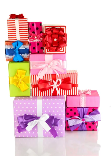 Hill colorful gifts isolated on white — Stock Photo, Image