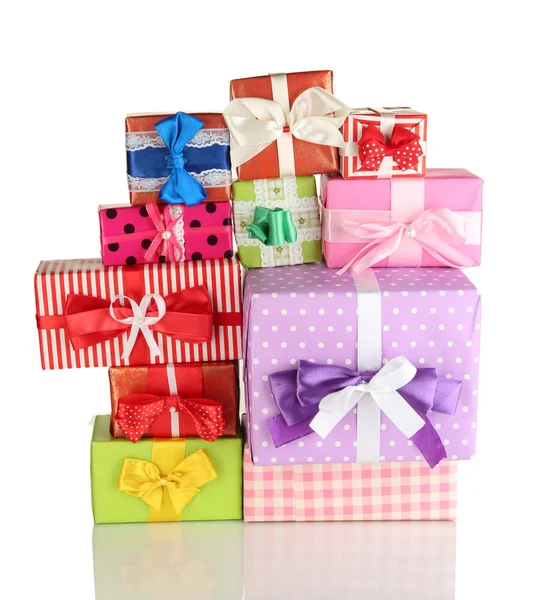 Hill colorful gifts isolated on white — Stock Photo, Image