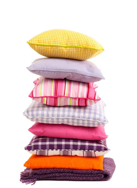 Hill colorful pillows isolated on white — Stock Photo, Image