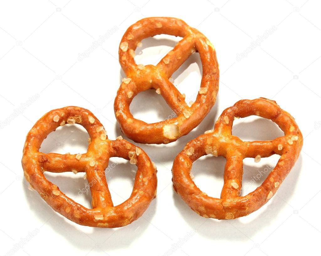 Tasty pretzels isolated on white