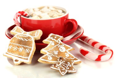 Kahve üzerine beyaz izole Noel tatlılık