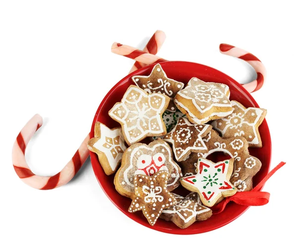 Christmas treats on plate isolated on white — Stock Photo, Image