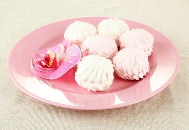 açık renkli renkli plaka üzerinde Marshmallows