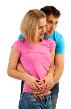 sevgi dolu çift üzerinde beyaz izole