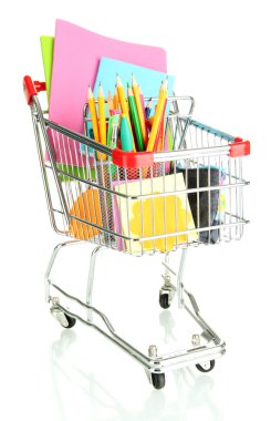 beyaz izole okul donanımları ile arabası