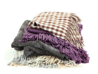 beyaz izole farklı İskoç şalılar