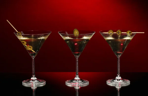 Martini glasses on dark background — Stockfoto