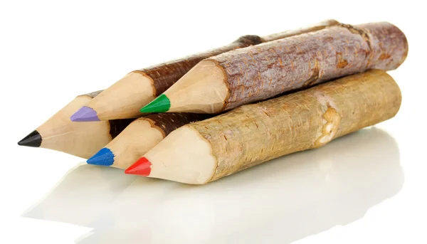 Colorful wooden pencils isolated on white — Stock Photo, Image