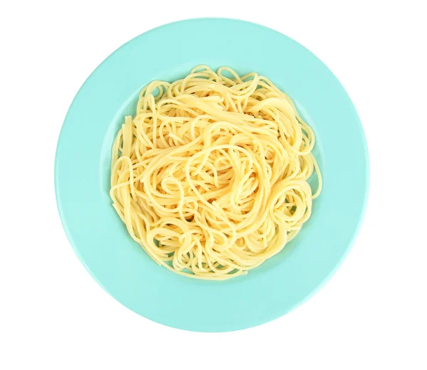 Italian spaghetti in plate isolated on white — Stock Photo, Image