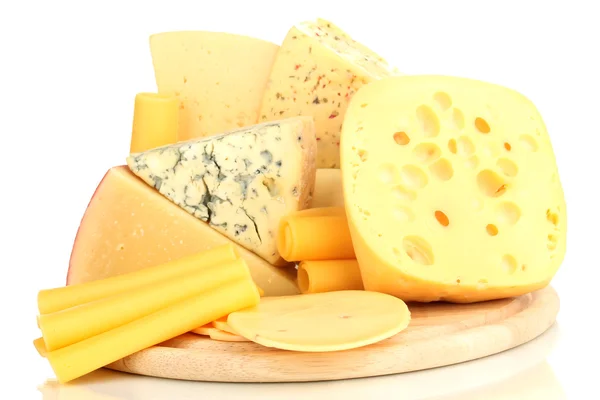 Various types of cheese isolated on white — Stock Photo, Image