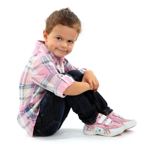 Menina bonita isolado no branco — Fotografia de Stock