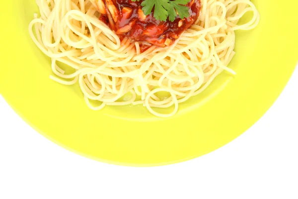 Italian spaghetti in plate close-up — Stok fotoğraf