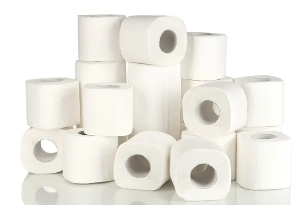 Rolki papieru toaletowego izolowane na biało — Zdjęcie stockowe