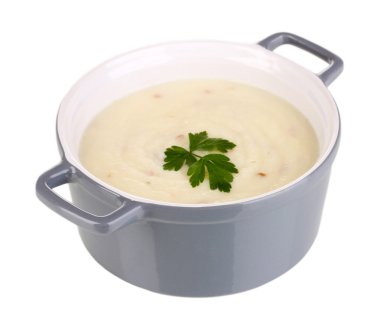 tencerede beyaz izole patates püresi