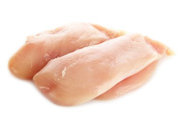 çiğ tavuk eti, üzerinde beyaz izole