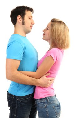 sevgi dolu çift üzerinde beyaz izole