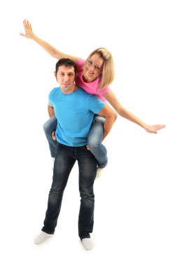 sevgi dolu çift üzerinde beyaz izole