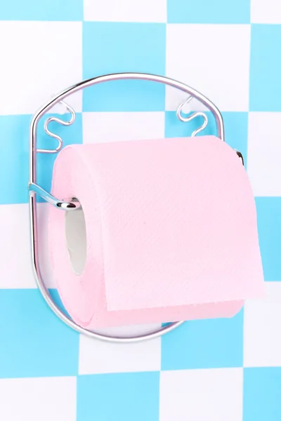 Rolle Toilettenpapier auf Halter an Wand befestigt — Stockfoto