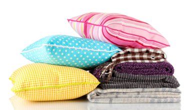 kareli ve üzerinde beyaz izole renkli yastıklar