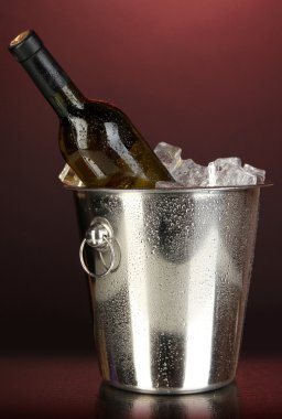 şarap buz kovası darck kırmızı zemin üzerine yapılan