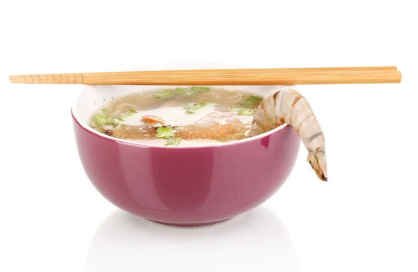 白で隔離される中華スープ — ストック写真