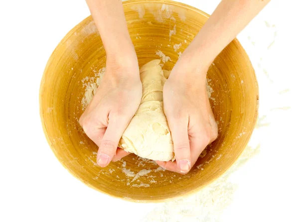 Préparation de pâte à pizza isolée sur blanc — Photo