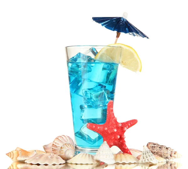 Blue Lagoon cocktail isolated on white — Stock Photo, Image