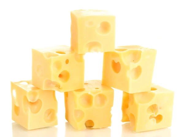 Cheese cubes isolated on white — Stock Photo, Image