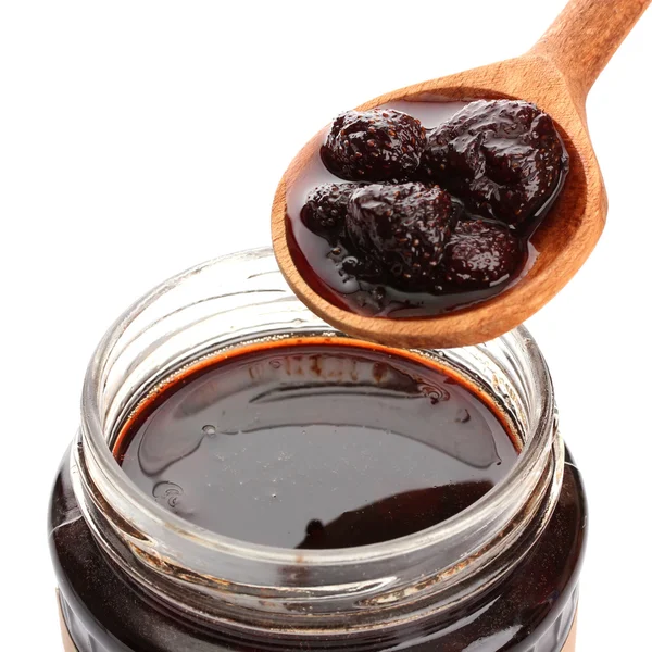Tasty berry jam, isolated on white — Stock Photo, Image
