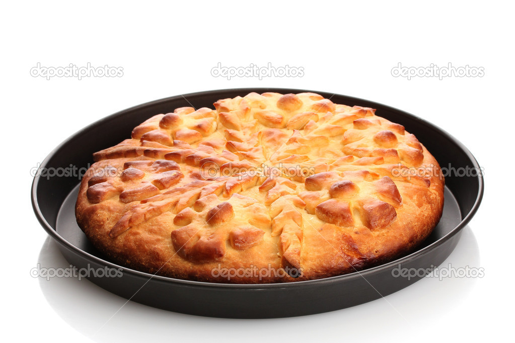 tasty homemade pie, isolated on white