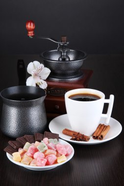 kahve rahat lokum, kahve ve Kahve değirmeni ahşap tablo