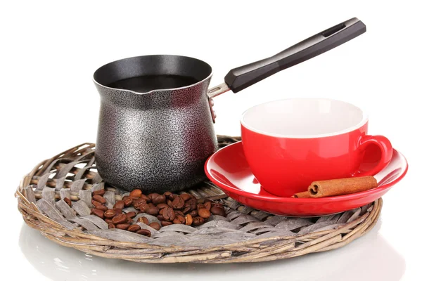 Kaffeemaschine mit roter Tasse isoliert auf weiß — Stockfoto