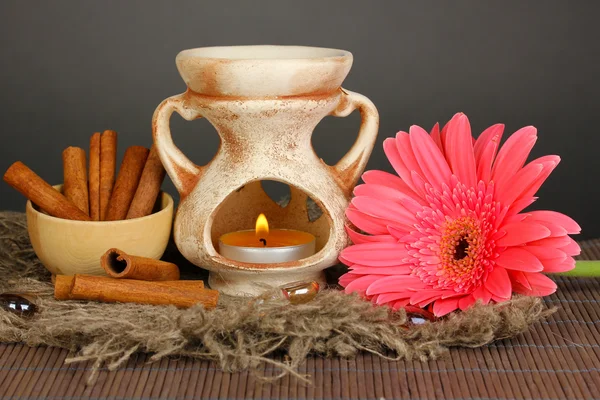 Aromatherapy lamp on grey background — Stock Photo, Image