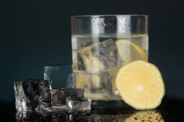 buzlu cam üzerine siyah izole limon