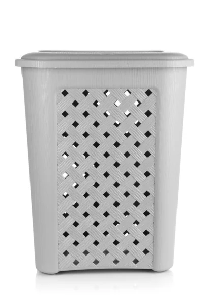 Beige laundry basket isolated on white — Stockfoto