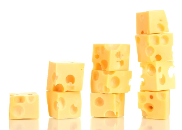 Cubes de fromage isolés sur blanc — Photo